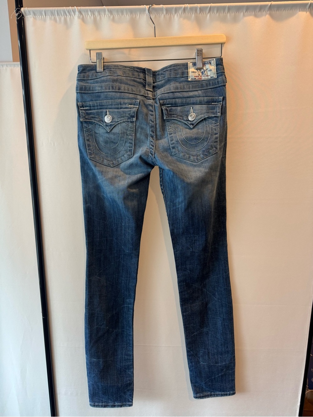 True Religion Distressed Dark Blue Skinny Jeans - Picture 2 of 5